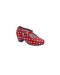 Zapato flamenca sevillana rojo lunares blancos // Pasos de baile