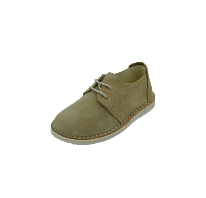 Zapato cordones camping niño serraje marino con cordones beige