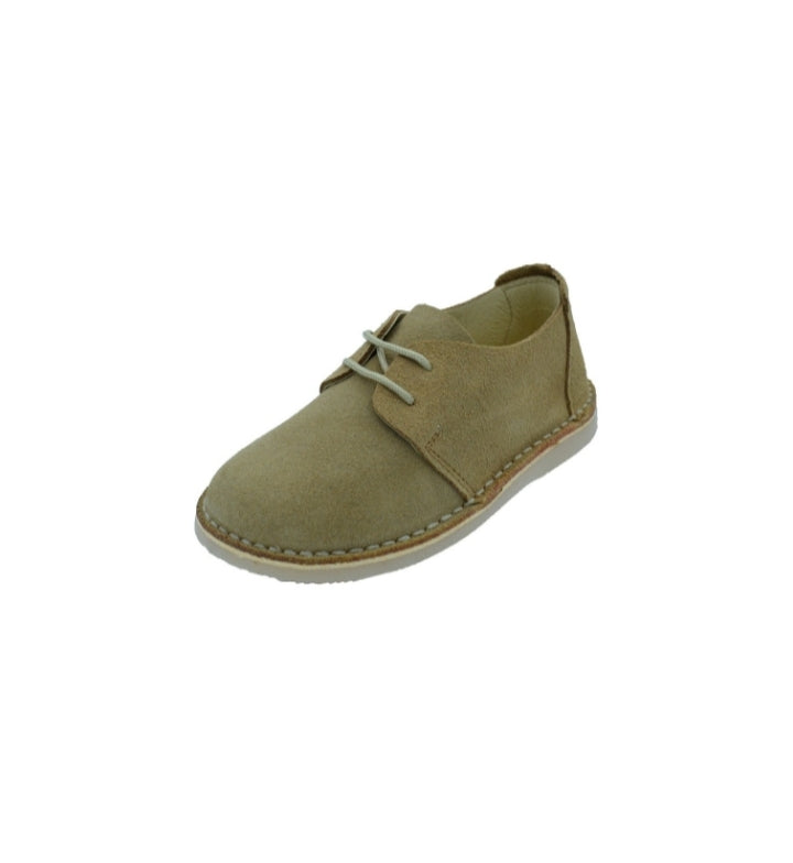 Zapato cordones camping niño serraje marino con cordones beige