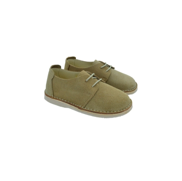 Zapato cordones camping niño serraje marino con cordones beige